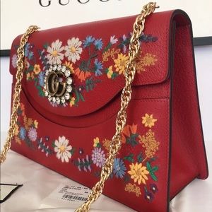 Gucci Marmont Embroidered Red bag double G